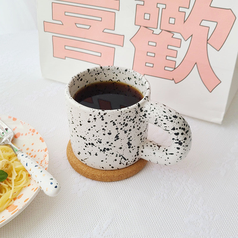 Sesame Dot Splashed Ink Mug Nordic Ceramic Mug Milk Mug
