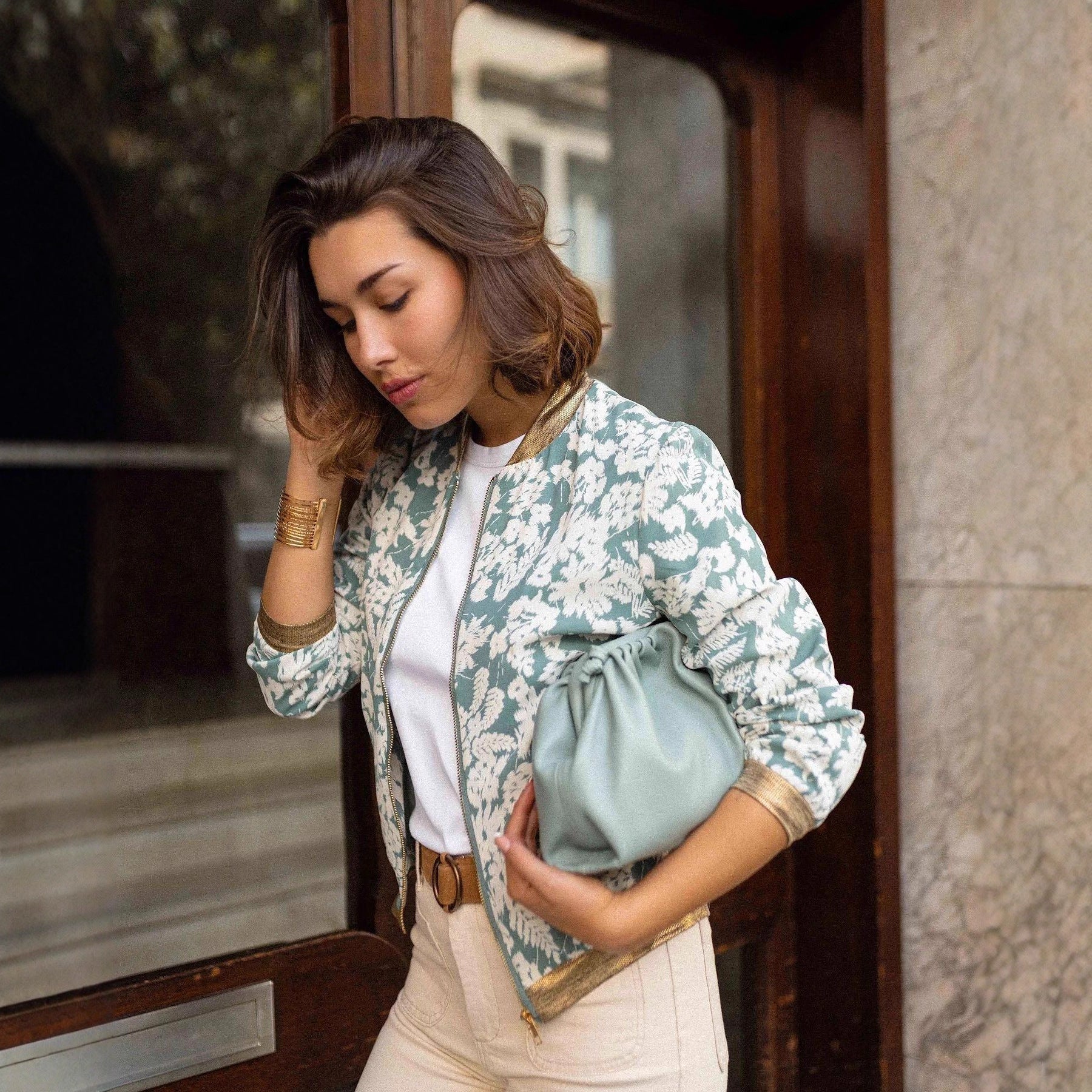 Casual Jacket Slim-fit Zipper Printed Jacket