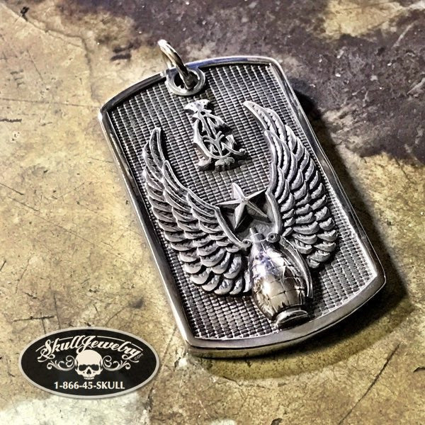 'Winged Warrior' Dog Tag Pendant (#p020)