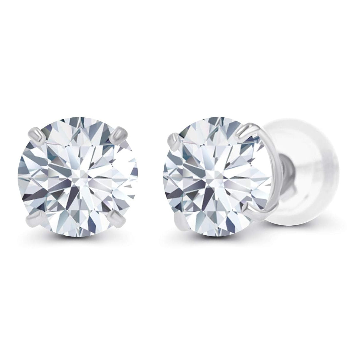 2.00 CTW Round CZ Stud Earrings in 14K White or Yellow Gold – Handcrafted Luxury