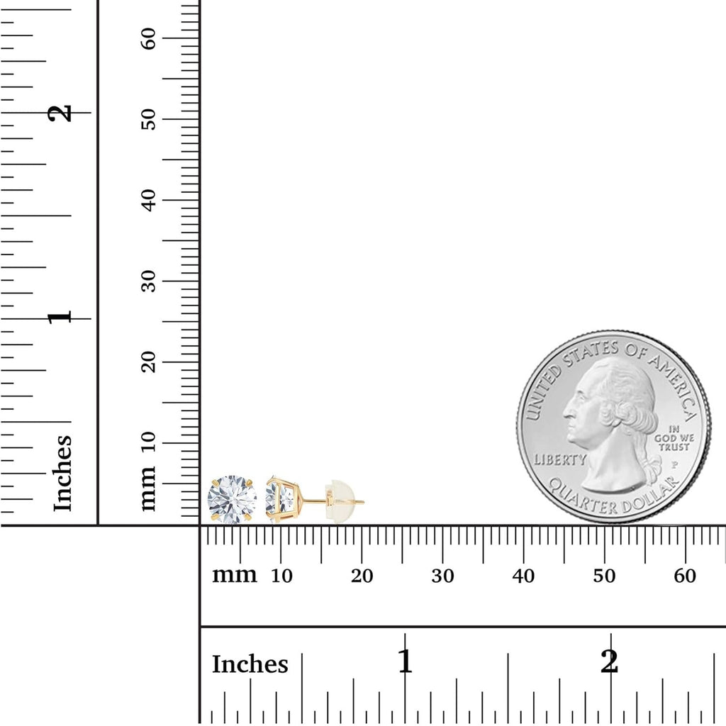 2.00 CTW Round CZ Stud Earrings in 14K White or Yellow Gold – Handcrafted Luxury